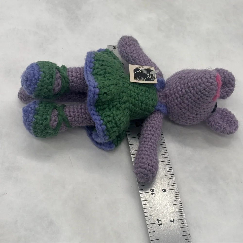 Handcrafted Purple and Green Mouse Toy